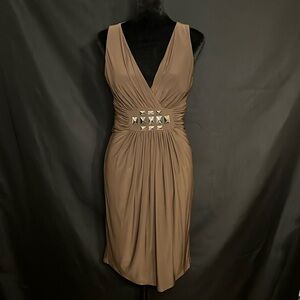 Max and Cleo Brown Beaded Knit Dress -Size 4